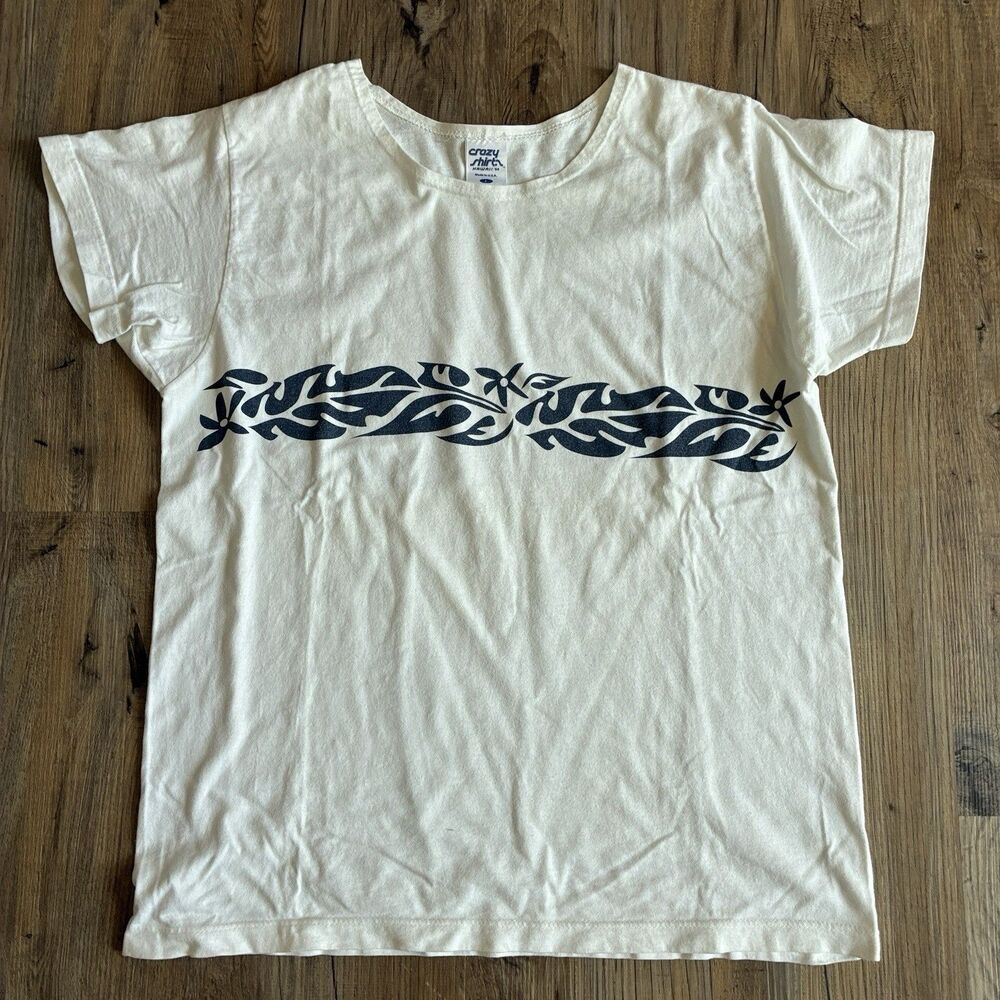 Crazy Shirts Hawaii '64 Made in U.S.A. White Graphic Cotton Jersey Tee L
